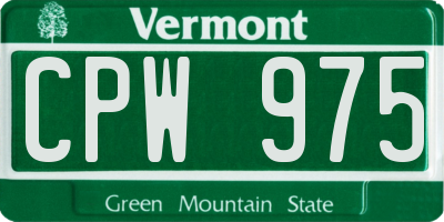 VT license plate CPW975