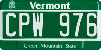 VT license plate CPW976