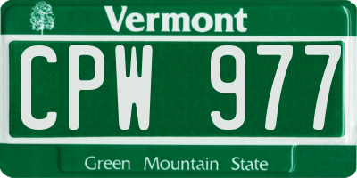 VT license plate CPW977