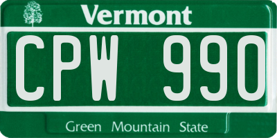 VT license plate CPW990