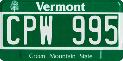 VT license plate CPW995