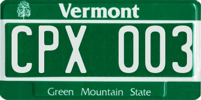 VT license plate CPX003