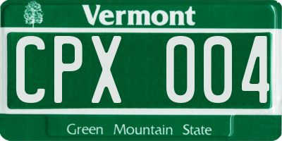VT license plate CPX004