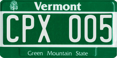 VT license plate CPX005