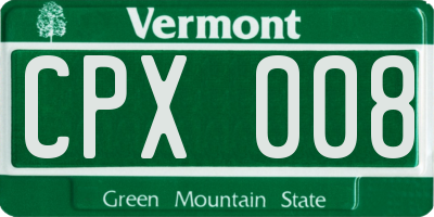VT license plate CPX008