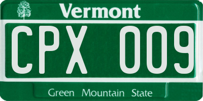 VT license plate CPX009