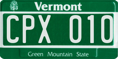 VT license plate CPX010