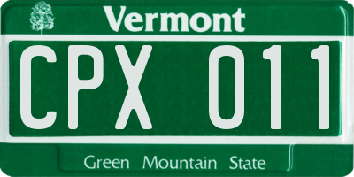VT license plate CPX011