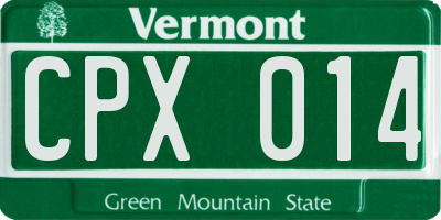 VT license plate CPX014