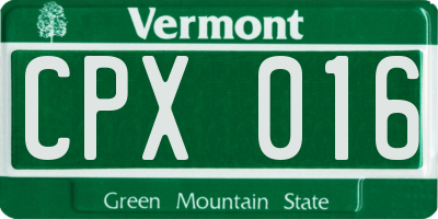 VT license plate CPX016