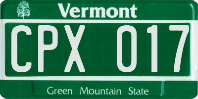 VT license plate CPX017