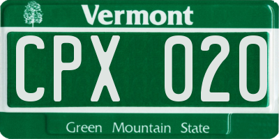 VT license plate CPX020