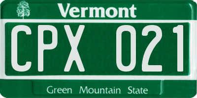 VT license plate CPX021