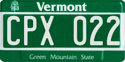 VT license plate CPX022