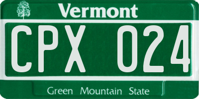 VT license plate CPX024