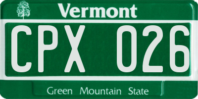 VT license plate CPX026
