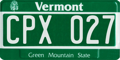 VT license plate CPX027