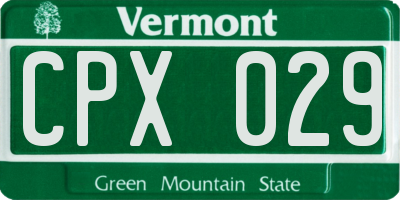 VT license plate CPX029