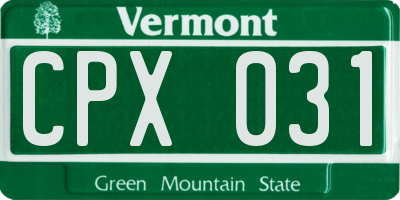VT license plate CPX031