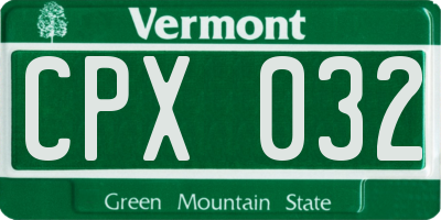 VT license plate CPX032