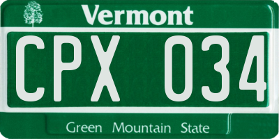 VT license plate CPX034