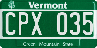 VT license plate CPX035