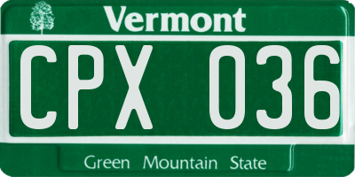 VT license plate CPX036