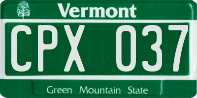 VT license plate CPX037