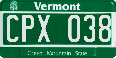VT license plate CPX038