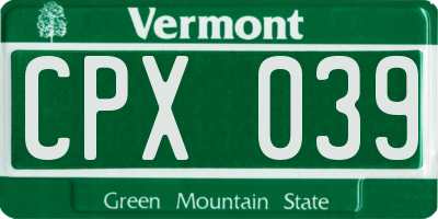 VT license plate CPX039