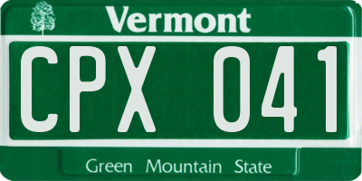 VT license plate CPX041