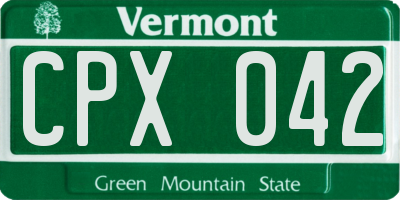 VT license plate CPX042