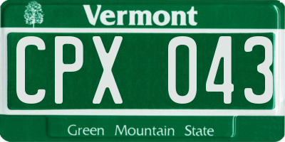VT license plate CPX043