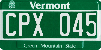 VT license plate CPX045