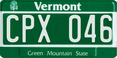 VT license plate CPX046
