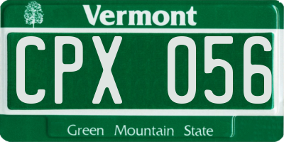 VT license plate CPX056