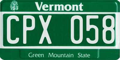 VT license plate CPX058