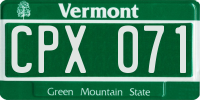 VT license plate CPX071