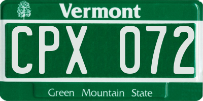 VT license plate CPX072