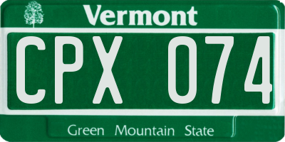 VT license plate CPX074