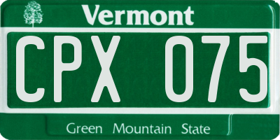 VT license plate CPX075