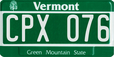 VT license plate CPX076