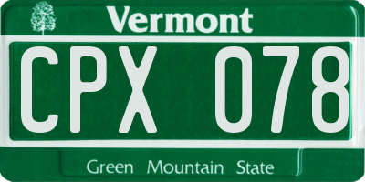 VT license plate CPX078