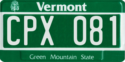 VT license plate CPX081
