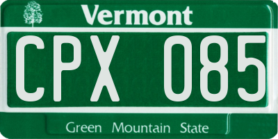VT license plate CPX085