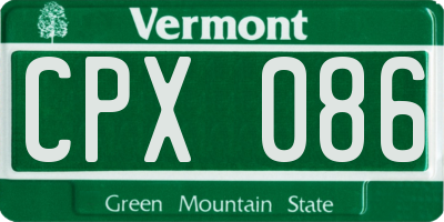 VT license plate CPX086