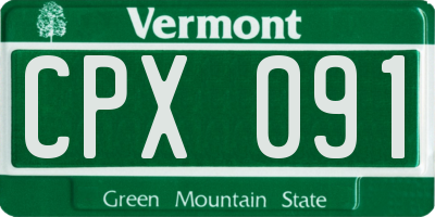 VT license plate CPX091
