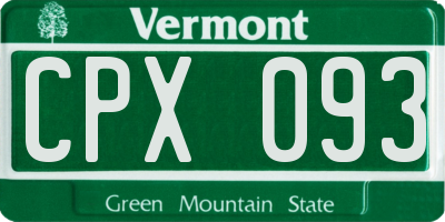 VT license plate CPX093