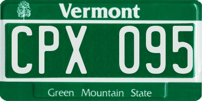 VT license plate CPX095