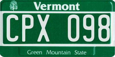 VT license plate CPX098